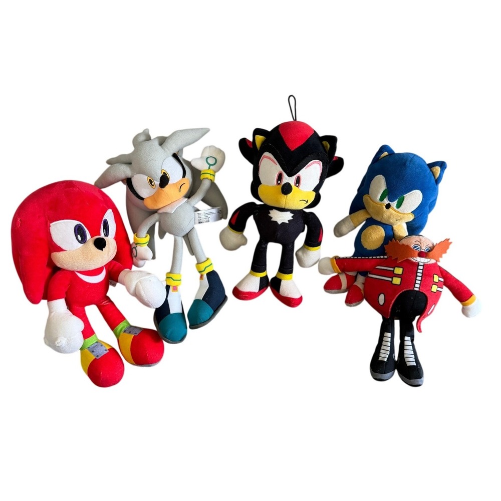 Sonic the Hedgehog Plush Lot Shadow Silver Knuckles Dr Eggman SEGA Toys 5pc